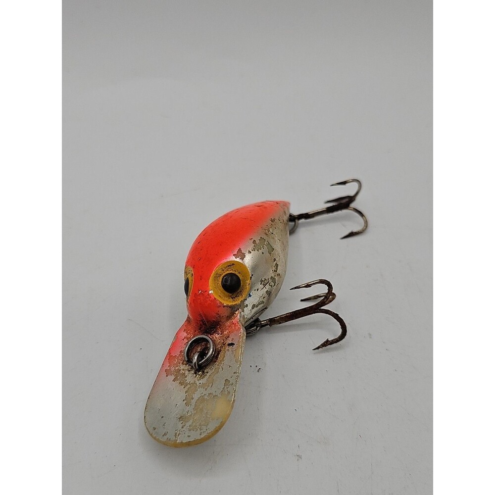 Vintage Pre Rapala Storm Magnum Wiggle Wart Metallic Silver Fluorescent Red Back